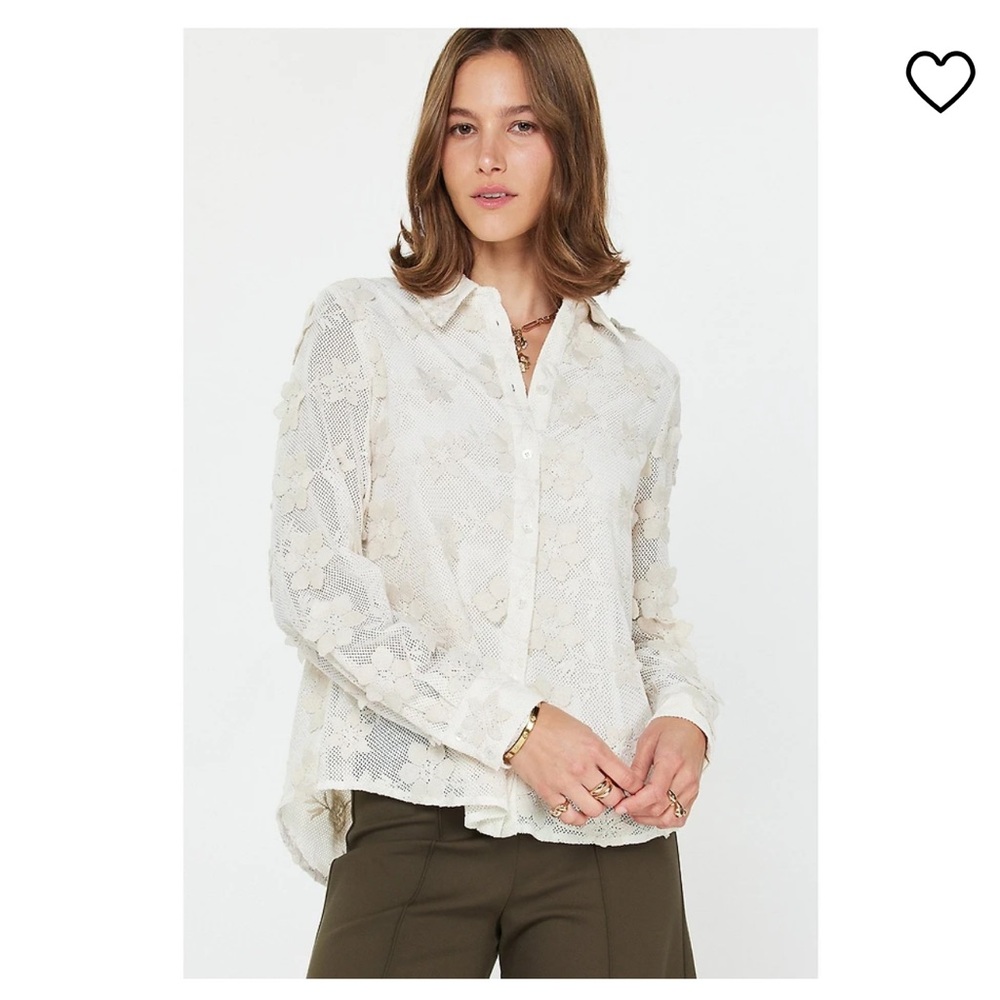 Current Air Cream Floral Lace Blouse - Picture 2 of 9